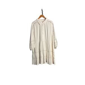 NWT Maeve Bettina Anthropologie Plus 2X Linen Blend
Tiered Mini Shirt Dress Lace
